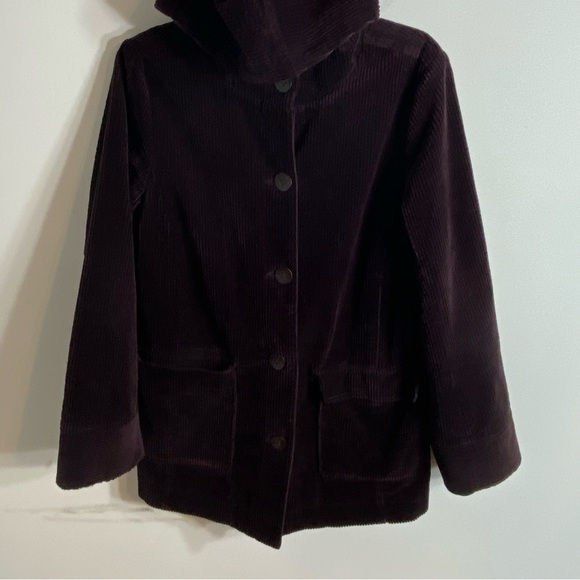 J.Jill Heritage Tumbled Coat Small Purple Chore Corduroy Hooded Button Jacket - Picture 4 of 9